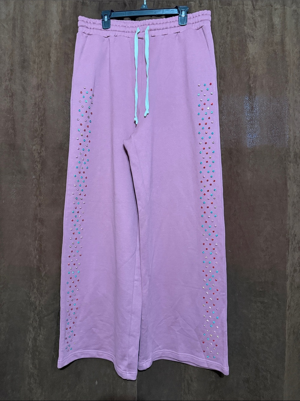Cactus Light Pink Jogger Sweatpants with Multicolor Stud Trim